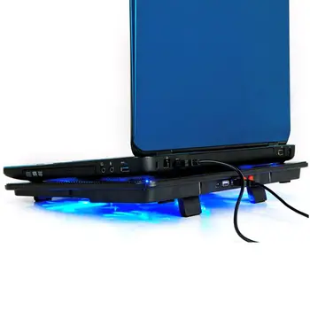 14-Инчов 15,6-инчов охладител за лаптоп с фиксирана стойка, 5 фенове, ключове за регулиране, 2 USB порта, охлаждаща поставка за лаптоп