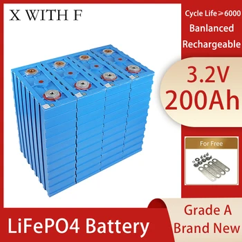 200Ah 3.2 В LiFePO4 Акумулаторна Батерия 8 бр. Слънчев Захранване Абсолютно Нови Литиево-Йонни Батерии Дълбоко Цикъл За АВТОБУСА EU US TAX FREE