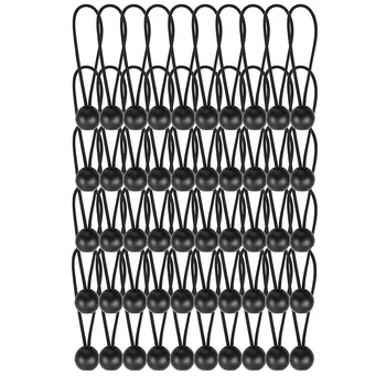 50 бр. топка бънджи-въжета 6 инча платно бънджи с топки черни высокоэластичные бънджи-замазка