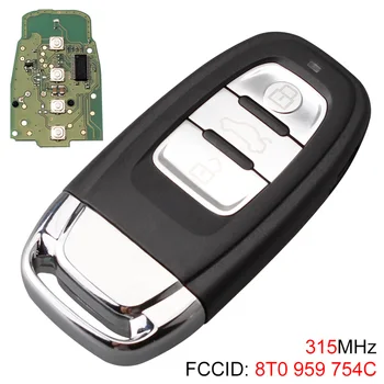 ABS Черен, 1 предмет, 315 Mhz, FSK, 3 бутона, Интелигентен Ключ Дистанционно без батерии, Ключодържател 8T0959754C с чип D46/7953, е Подходящ за автомобили Au-di Q5, A4