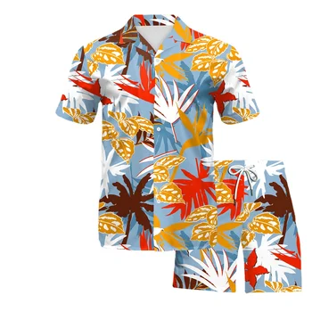 B267-1018 Лятна Риза С вътрешната Мрежа, Плажни Панталони, Мъжки Костюм, Дрехи с цифрово принтом в Европейския и американския стил
