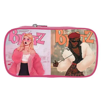 Cartoony молив случай Bratz, модерен студентски многофункционална чанта за канцеларски материали, молив случай за момичета, подарък за ученически пособия голям капацитет