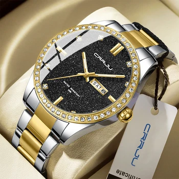 CRRJU Модерен Мъжки часовник хронограф Най-добрата марка на луксозни мъжки ръчен часовник Водоустойчив светещи бизнес спортен часовник с дата Quaztz