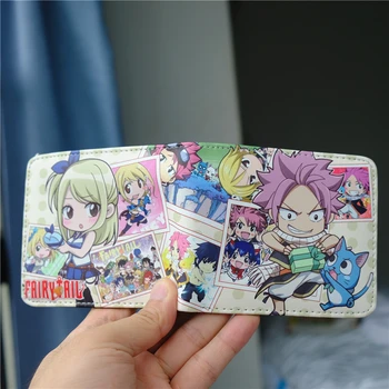 Fairy Tail Natsu Dragion Lucy Heartphilia Чантата си Сгъваем портфейл С цип Чанта за монети Ръчен държач за карти за Подарък за момичета и Момчета