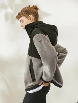 Micc Beirn 2021, нови дамски якета с подплата, есенно-зимна горна дреха с качулка, свободна naka памучен яке със средна дължина от овча вълна, дебели палта