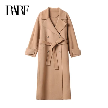 RARF 2023, ново дамско двустранно бархатное палто с колан, покривка козината е със средна дължина, женствена вълна палто