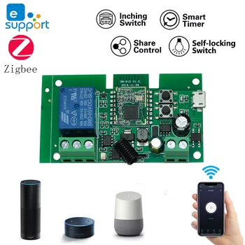 Zigbee 1-канален Модул Smart Life Gate Switch, DC 12V 24V 32V, 1-канален Импулсивен Реле RF433, Работещо с Алекса Google Home
