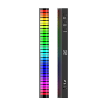 Авто LED звукосниматель интериор модификация на атмосферния осветление на тенис на звуковия спектър RGB гласов контрол на музикалния ритъм