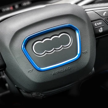 Автомобилен Стайлинг Централна емблема на волана, Тампон на лого, Рамка за Audi Q5 ФГ Q3 Q7 2016-2022, декор за икона, околовръстен делото, Автоаксесоари