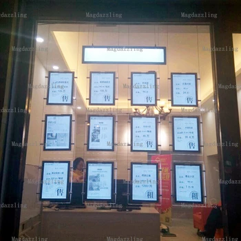 Вертикална led панел за витрина на магазин A3, Кутия на Агент по недвижими имоти, Подвесное от една страна, джоб за led подсветка