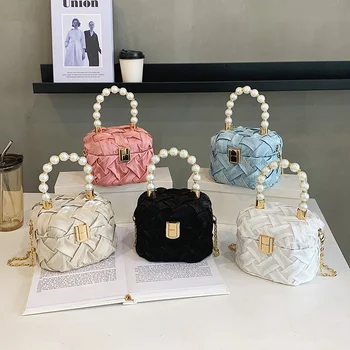 Вечерни чанти-клатчи женски 2022 луксозен, плетене на чанти и портмонета от мъниста, дамски портмонета за сватбени партита, основните чанта