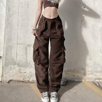 Дамски панталони-карго с ниска талия, эстетичные спортни панталони в стил ретро 2000-те, градинска мода, всеки ден на капри в стил харадзюку