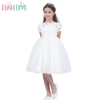 детски рокли iiniim за момичета, бяло празнична рокля за абитуриентски бал, детско рокля на принцеса за деца, открита рокля във формата на сърце за парти