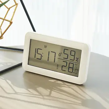 Дигитален будилник с LCD дисплей с голям Екран, показване на време и дата, Наблюдение на Температурата и Влажността, настолни часовници