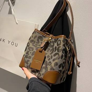 Жена луксозна марка 2023, Нова мода, ретро-леопардовая чанта от Изкуствена кожа, Чанти през рамо, Дамски Портфейли през рамо, Чанти
