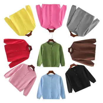 Жилетка за момичета, пуловери, пролет-есен, памук пуловер с дълъг ръкав за малки момчета, яке, детски вязаная дрехи, Блузи 2023 Q578