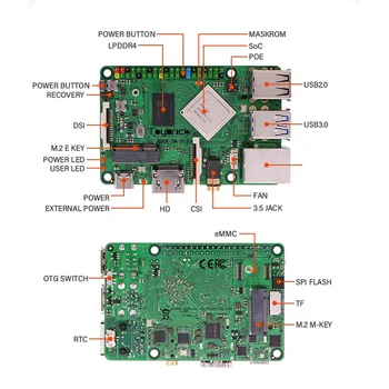 За Rock Pi 3A Rockchip RK3568 Четириядрен процесор Cortex-A55 оперативна памет WiFi6 + Bluetooth 5,0 Android 11 NPU AI Такса за разработка (4 GB)