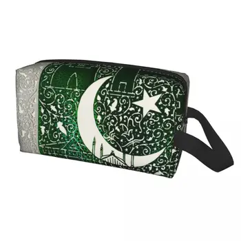 Изработена по поръчка чанта за тоалетни принадлежности с флага на Пакистан, Женски Органайзер за грим, госпожа, определени за съхранение на козметика, калъф