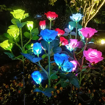 Имитация на цветето Роза, слънчев led лампа, улични, градински лампи за тревата, за украса на градината, вътрешен двор, къща