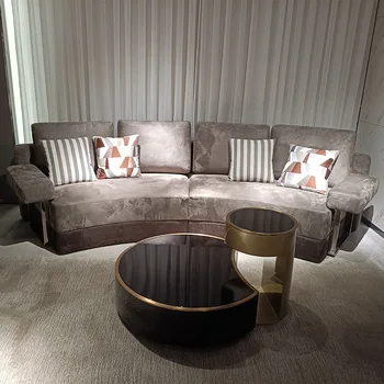 Италиански минималистичен модерен диван за хол, същия модел, че и в чужбина постмодернистский лесен луксозен ъглов заоблен диван