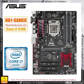 Комплект дънната платка ASUS H81-GAMER + I7 4790 cpu LGA 1150 дънна Платка intel H81 16GB DDR3 PCI-E 2.0 SATA III VGA USB3.0 ATX