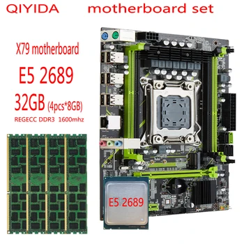 Комплект дънната платка X79 с комбо LGA2011 Xeon E5 2689 CPU 4шт x 8 GB = 32 GB оперативна памет DDR3 Радиатор 1600 Mhz PC3 12800R