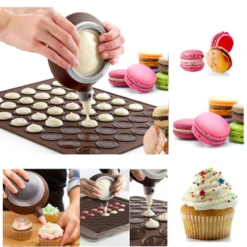 Комплект за тестени изделия, силиконово килимче за тестени изделия, Комплект форми за печене с незалепващо покритие, 48 резервоари, пот и тестени изделия, аксесоари за украса на тортата
