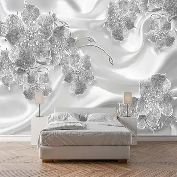Луксозни европейски 3D триизмерна бижута с диаманти и цветове, тапети за хол, спалня, самозалепващи се тапети по поръчка, рисувани стенни