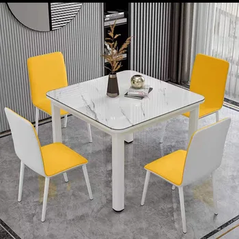 Малък Преносим маса за дневна, Стъклен Дизайнерски маса за хранене, Луксозна Квадратна Водоустойчиви мебели Mesas De Comedor