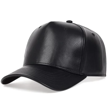 Модната марка кожена бейзболна шапка в стил хип-хоп, ежедневни спортни шапки, есенно-зимна топла шапка, кожена бейзболна шапка за мъже