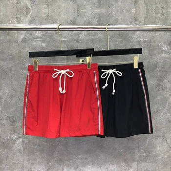 Мъжки къси панталони TB води до пренебрегване том 23ss, летни корейски модни маркови къси панталони с класически странични вертикални ивици, ежедневни спортни шорти за плуване