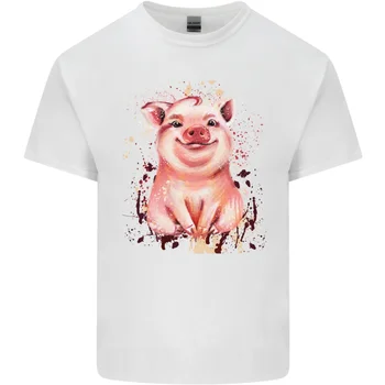 Мъжки памучен тениска с акварельной прасе, тениска