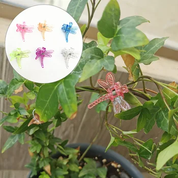 Нов 10шт Цветна пластмасова скоба за фиксиране на Лозови насаждения, творчески скоба за присаждане на растения, цветя във формата на Пеперуда във формата на конче, Градински Принадлежности