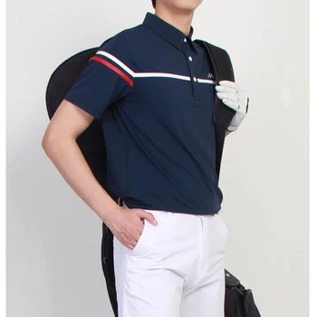 Облекло за голф, мъжки ежедневни тениска с къс ръкав, бързосъхнеща, дишаща, впитывающая влагата еластична спортна риза с къси ръкави риза