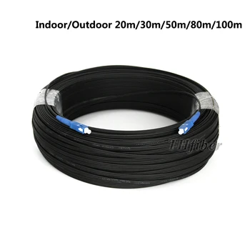 Одножильный кабел SC-SC с оптични влакна FTTH за стая/на улица с самонесущим мрежови кабел 20 м/30 м/40 м/50 м/80 м/100 м