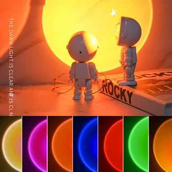 Перенастраиваемый робот-астронавт, дъгова проекция, слънчева лампа, тенис на нощна светлина, лампа за залез, на безкрайното затъмнение, осветление на атмосферата спални
