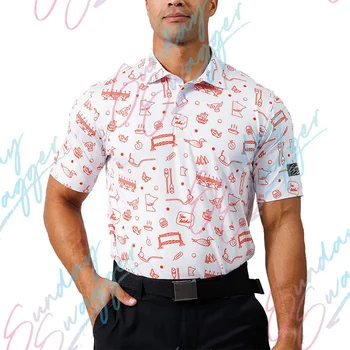 Поло риза за голф с 3D-принтом Sunday Swagger, Лятна риза, тениска, Дрехи унисекс, Быстросохнущий дишаща случайни модерен топ за всеки ден