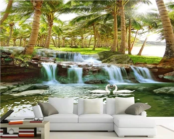Потребителски тапети 3D Остров Хайнан кокосова палма гора водопад ultra HD пейзаж снимка фон за хола тапети