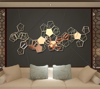 Потребителски тапети 3D стерео нов китайски метален абстрактен геометричен мек пакет ТЕЛЕВИЗИЯ фон рисувани стенни хола спални Тапети