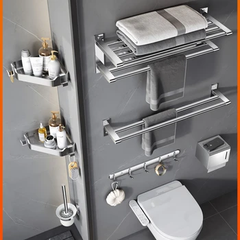 Рафтове за съхранение на тоалетната стая от неръждаема стомана 304, Закачалка за кърпи за баня