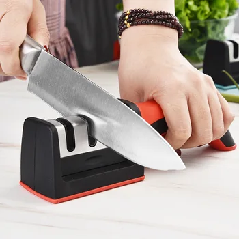 Ръчно мултифункционална острилка за ножове с 3 стъпки бързо заточване, с противоплъзгаща основа, аксесоари за кухненски ножове, Приспособление