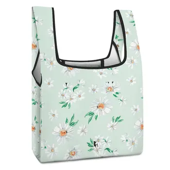 Сгъваема чанта за пазаруване с индивидуален дизайн, преносима чанта голям капацитет, с пълна принтом за жени, чанта за пазаруване в супермаркета