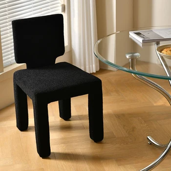Скандинавски творчески кът стол от черен плюшено руно, домашен модерен прост стол с облегалка, стол за грим, Геймерский шезлонг, мебели FY15YH