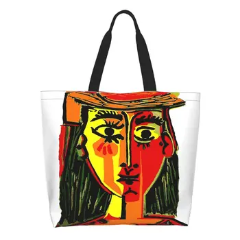 Скъпа дамска чанта-тоут с принтом на Пабло Пикасо, шапка, чанта за пазаруване, моющаяся холщовая пазарска чанта през рамо