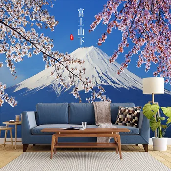 Спалня и хол на поръчка в 3D с изглед към цветущую сакуру в подножието на планината Фуджи