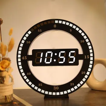 Стенен часовник с 3D светещи копчета за електронни часове за творчество, украса за дома за хол