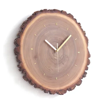 Стенни часовници от масивно дърво, Часовници за всекидневна, Просто скандинавски тихо Оформяне на Модерна дървена мебел с вградено мед пръстен