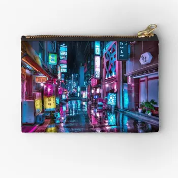 Токио през Нощта Шинбаши, чанти с цип, кесия за пари, дамски Бикини, Ключ за монети, една Малка Опаковка, Козметичен джоб, чанта за съхранение чорапи