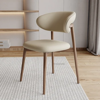 Трапезни столове от масивно дърво в скандинавски стил за мебели за дома, стол с облегалка за ресторант, творчески лесен луксозна маса за хранене, стол за висококачествен дизайн