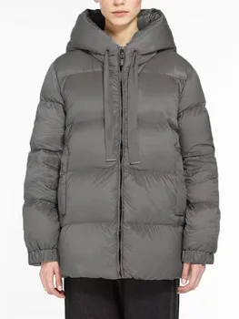 Трикольор женски пуховое палто с цип, с качулка, Свободни ежедневни дамски топли непромокаеми якета, Новост зимата 2022